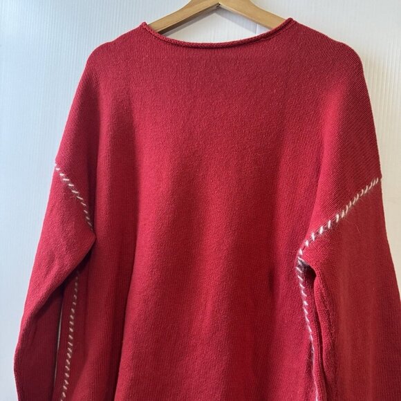 J.Jill Womens XL Red Yak Angora Reindeer Stitch Sleeve Sweater Christmas Winter - Picture 15 of 16
